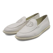 Giorgio Armani Vintage Nappa Leather Loafers with Embroidered Logo in White (11)