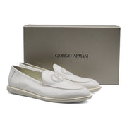 Giorgio Armani Vintage Nappa Leather Loafers with Embroidered Logo in White (11)