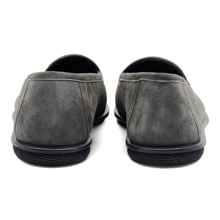 Giorgio Armani Suede Loafers with Embroidered Logo in Gray (7)