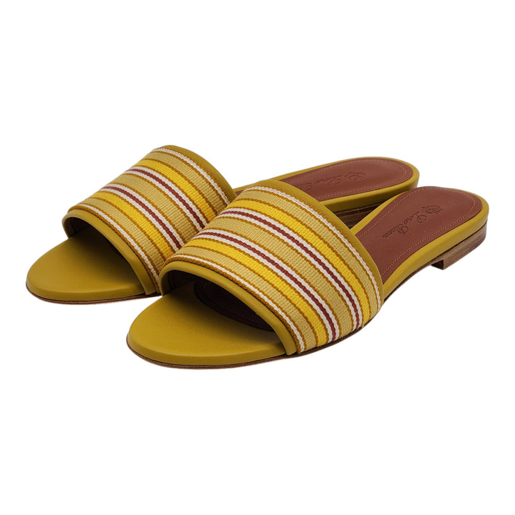 Loro Piana The Suitcase Stripe Flat Sandals in Yellow