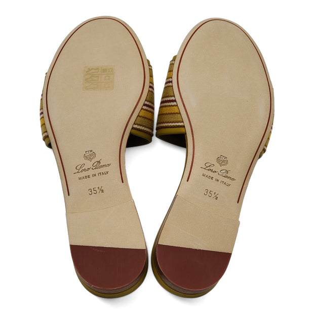 Loro Piana The Suitcase Stripe Flat Sandals in Yellow