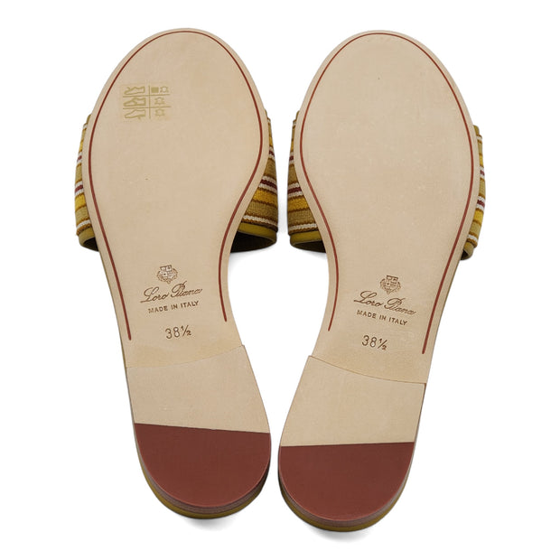 Loro Piana The Suitcase Stripe Flat Sandals in Yellow