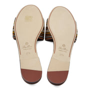 Loro Piana The Suitcase Stripe Flat Sandals in Brown