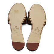 Loro Piana The Suitcase Stripe Flat Sandals in Brown