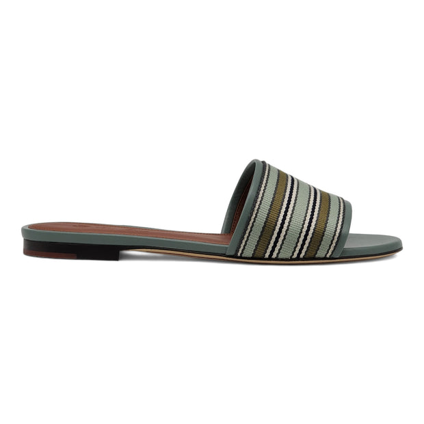 Loro Piana The Suitcase Stripe Flat Sandals in Blue