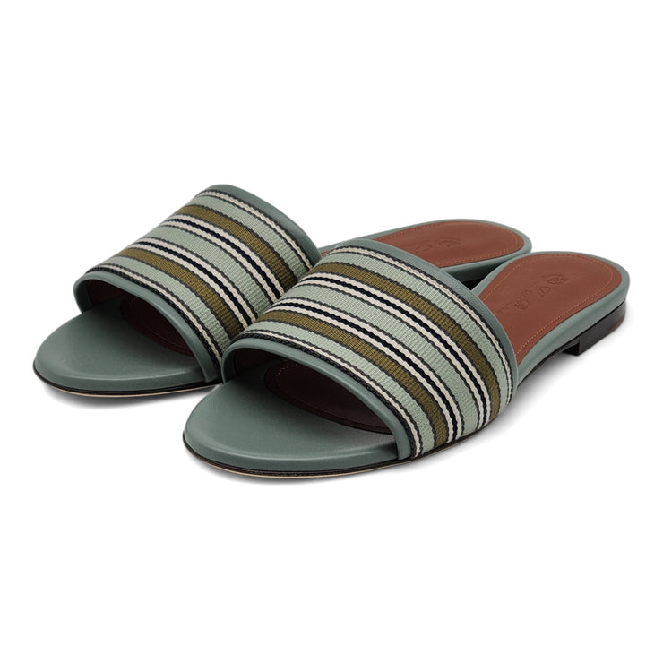 Loro Piana The Suitcase Stripe Flat Sandals in Blue