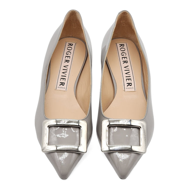 Roger Vivier Gommettine Ball Ballet Flats - Leather - Gray - 40