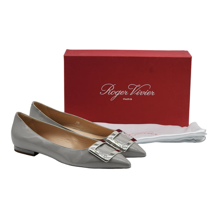 Roger Vivier Gommettine Ball Ballet Flats - Leather - Gray - 40