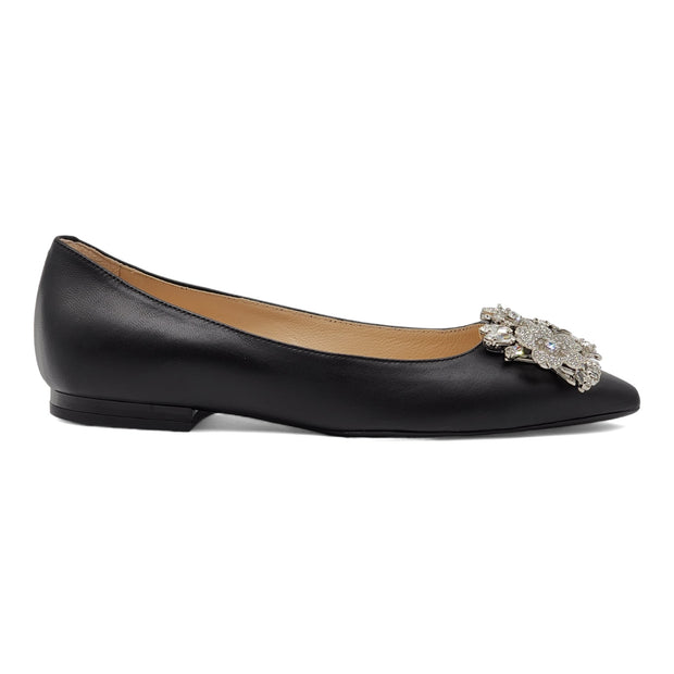 Roger Vivier Flower Strass Leather Ballet Flats - Leather - Black