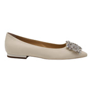 Roger Vivier Flower Strass Leather Ballet Flats - Leather - Ivory