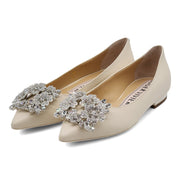 Roger Vivier Flower Strass Leather Ballet Flats - Leather - Ivory