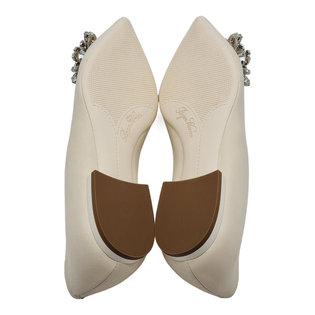 Roger Vivier Flower Strass Leather Ballet Flats - Leather - Ivory