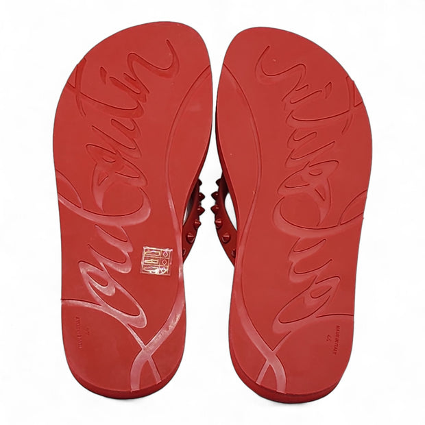 Christian Louboutin Loubi Flip Studded Flip Flops in Red