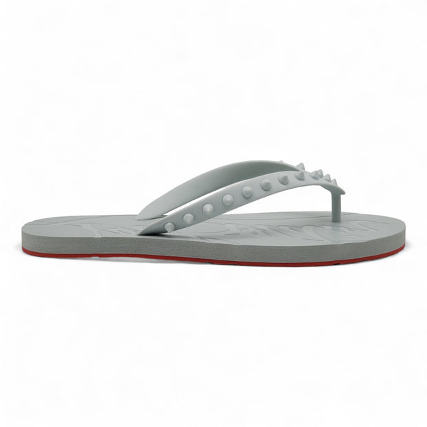 Christian Louboutin Loubi Flip Studded Flip Flops in Gray