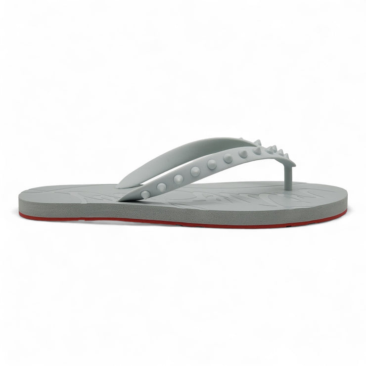 Christian Louboutin Loubi Flip Studded Flip Flops in Gray