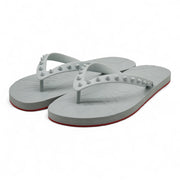 Christian Louboutin Loubi Flip Studded Flip Flops in Gray