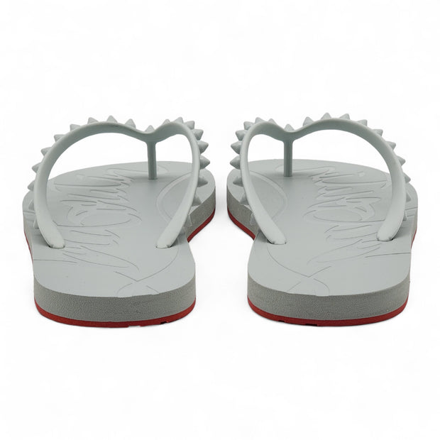 Christian Louboutin Loubi Flip Studded Flip Flops in Gray