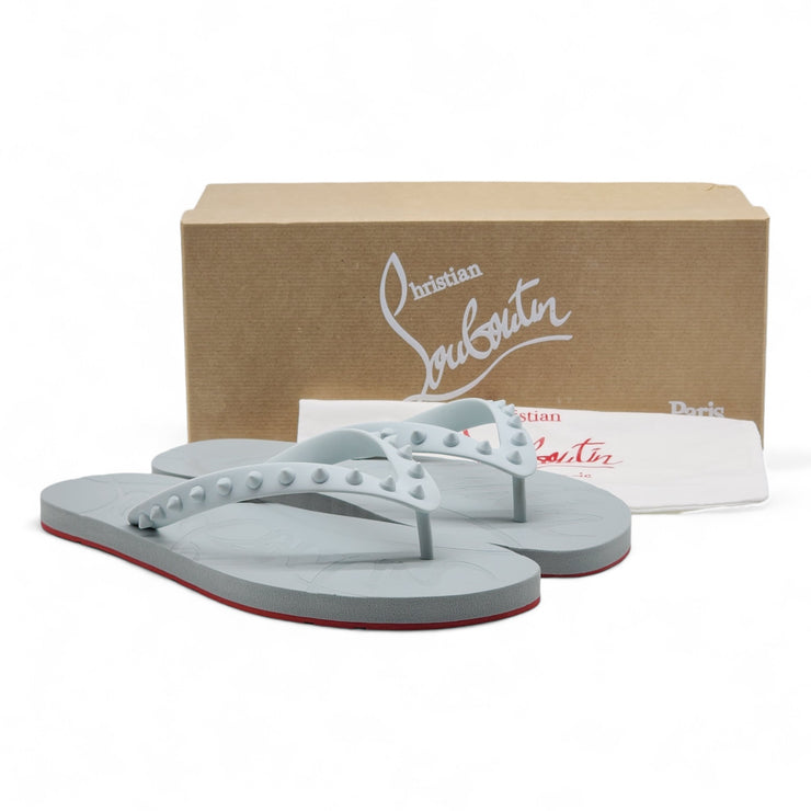 Christian Louboutin Loubi Flip Studded Flip Flops in Gray