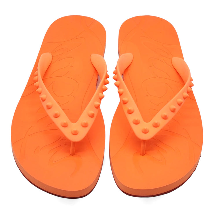 Christian Louboutin Loubi Flip Studded Flip Flops in Orange