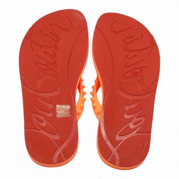 Christian Louboutin Loubi Flip Studded Flip Flops in Orange