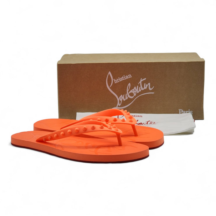 Christian Louboutin Loubi Flip Studded Flip Flops in Orange