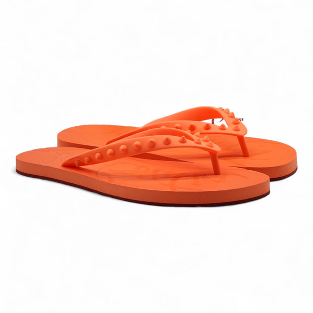 Christian Louboutin Loubi Flip Studded Flip Flops in Orange