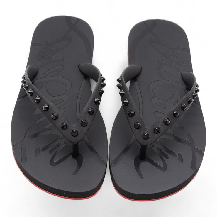 Christian Louboutin Loubi Flip Studded Flip Flops in Black