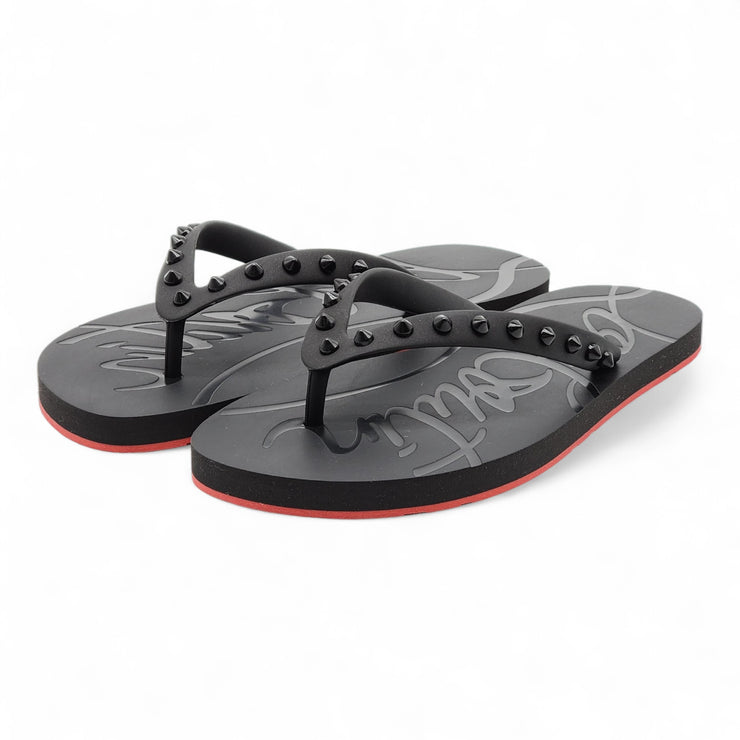 Christian Louboutin Loubi Flip Studded Flip Flops in Black