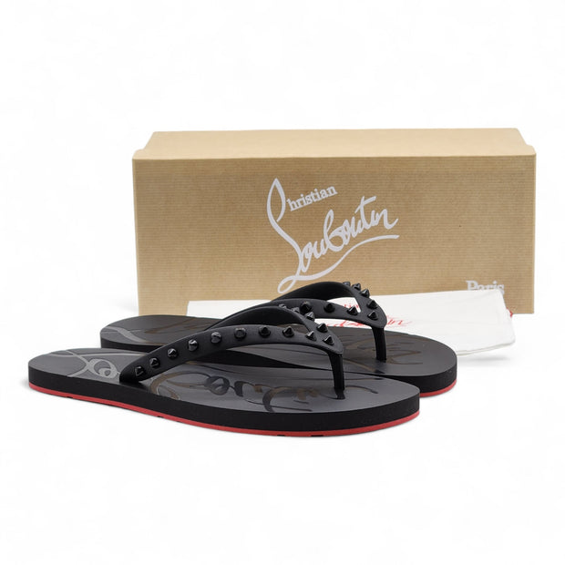 Christian Louboutin Loubi Flip Studded Flip Flops in Black