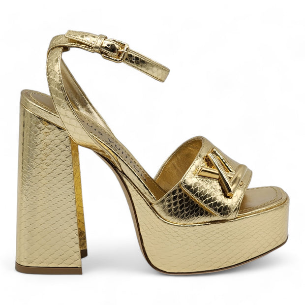 Louis Vuitton Shake Platform Sandals Python in Gold (35)