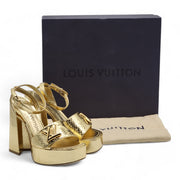 Louis Vuitton Shake Platform Sandals Python in Gold (35)