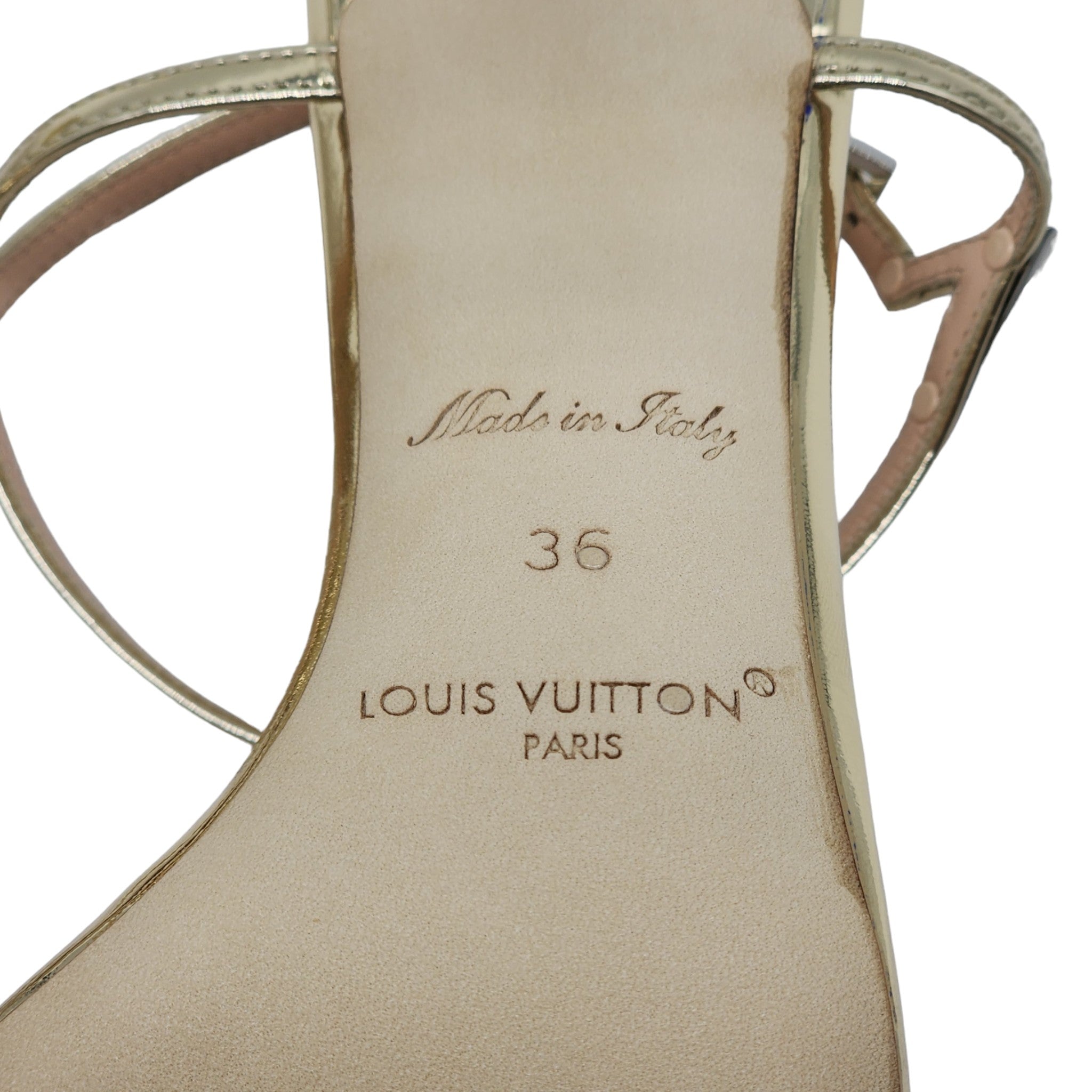 Louis Vuitton Blossom Sandals Leather in Gold EU 36 US 5.5 – MAC