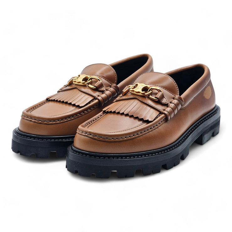 Celine Margaret Triomphe Chunky Loafers - Leather - Brown - 36