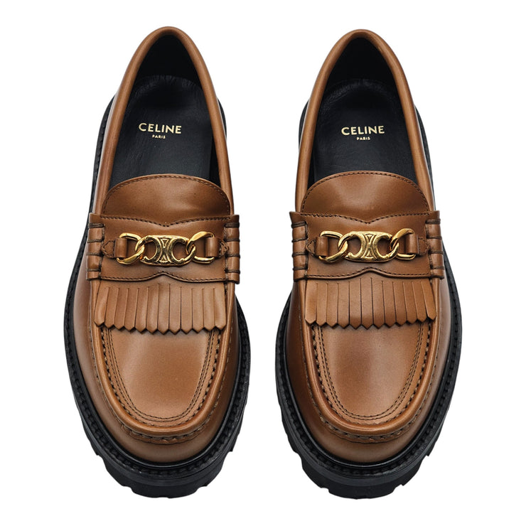 Celine Margaret Triomphe Chunky Loafers - Leather - Brown - 36