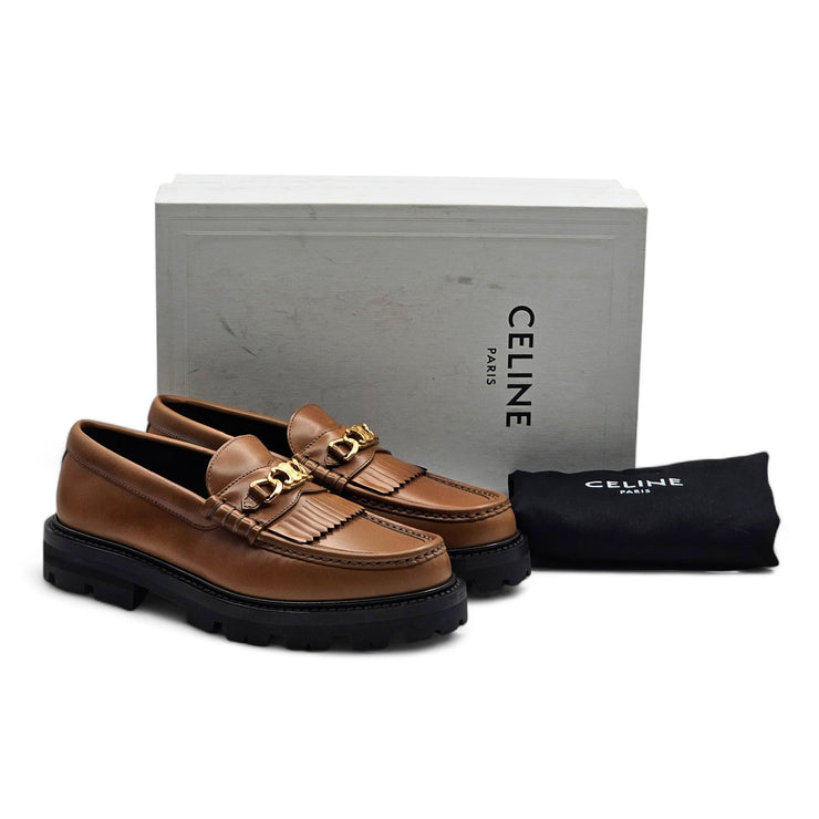 Celine Margaret Triomphe Chunky Loafers - Leather - Brown - 36