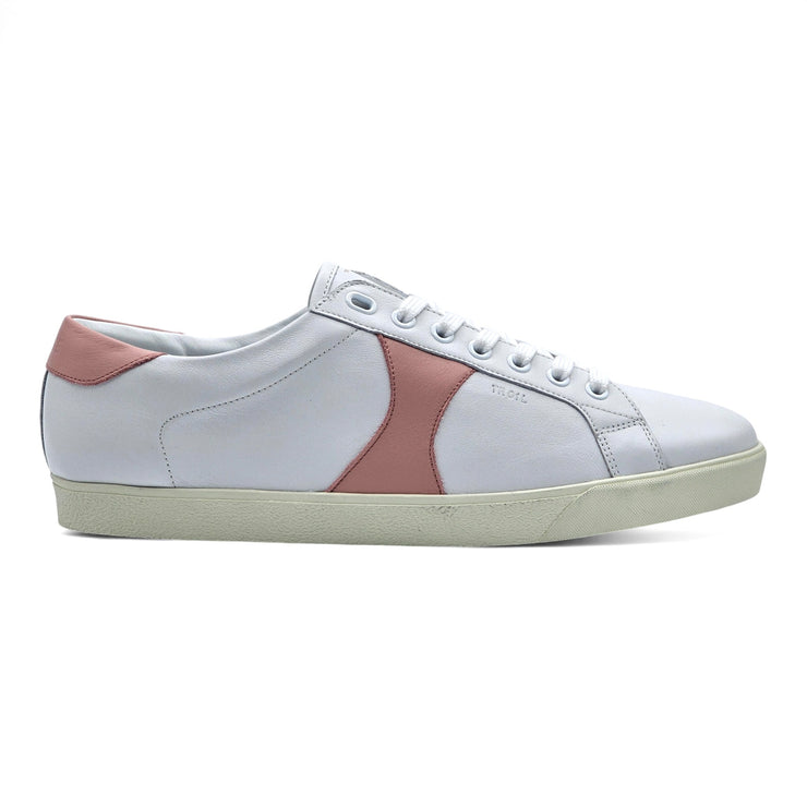 Celine Triomphe Low Top Leather Lace Sneakers in White and Pink size 42