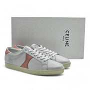 Celine Triomphe Low Top Leather Lace Sneakers in White and Pink size 42