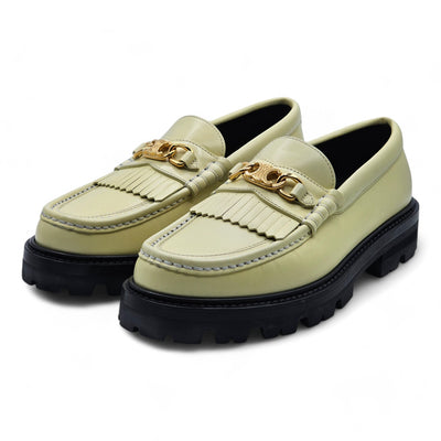 Celine Margaret Loafer With Triomphe Chain Polished Bull Leather in Yellow 37.5