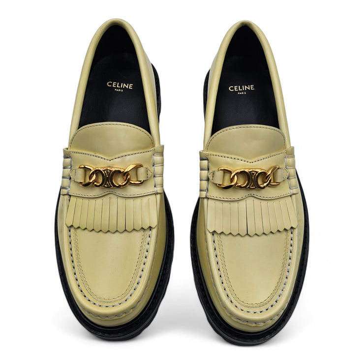 Celine Margaret Triomphe Loafers - Polished Bull Leather - Yellow - 37.5