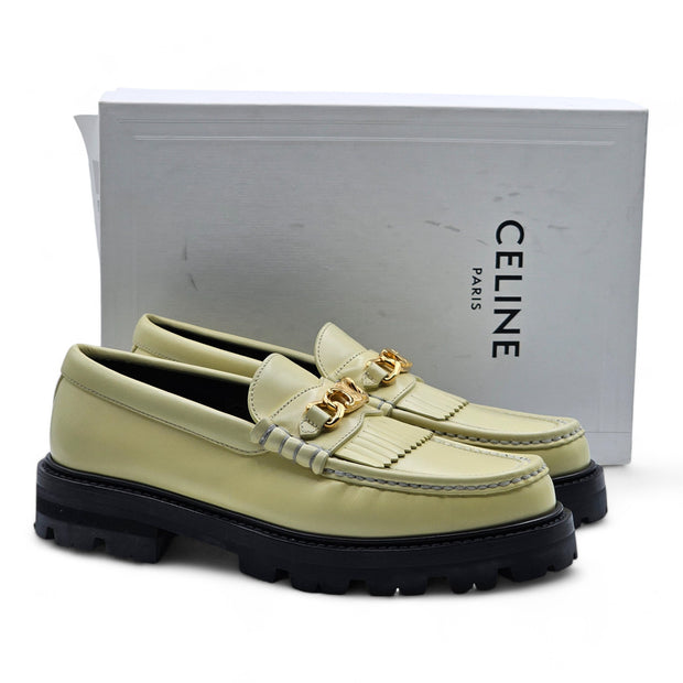 Celine Margaret Loafer With Triomphe Chain Polished Bull Leather in Yellow 37.5