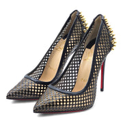 Christian Louboutin Guni Spiked Pumps - Perforated Fishnet - Black - 36.5