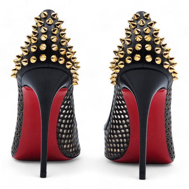 Christian Louboutin Guni Spiked Pumps - Perforated Fishnet - Black - 36.5