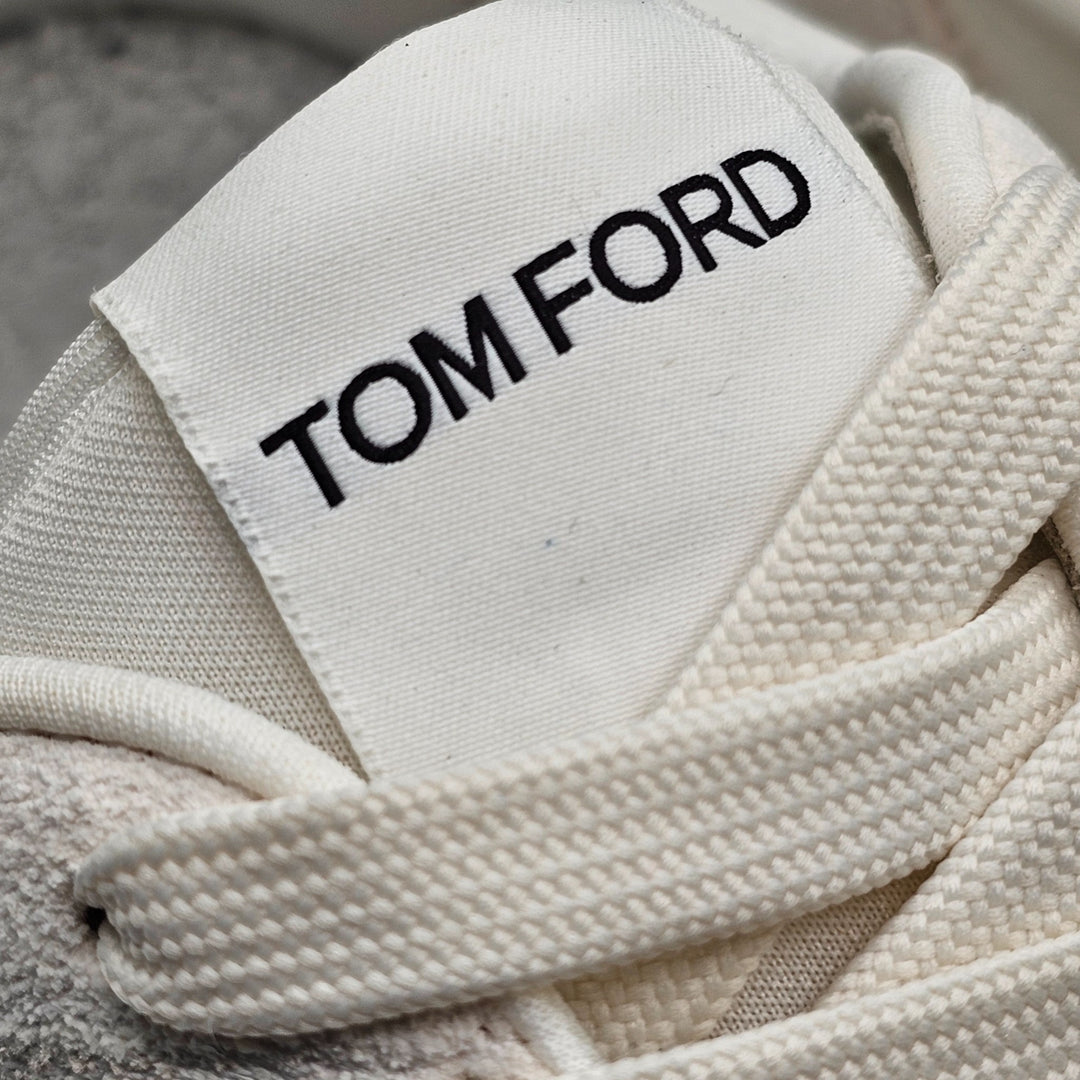 Tom Ford Jagga Sneakers Leather-Trimmed Suede and Mesh White
