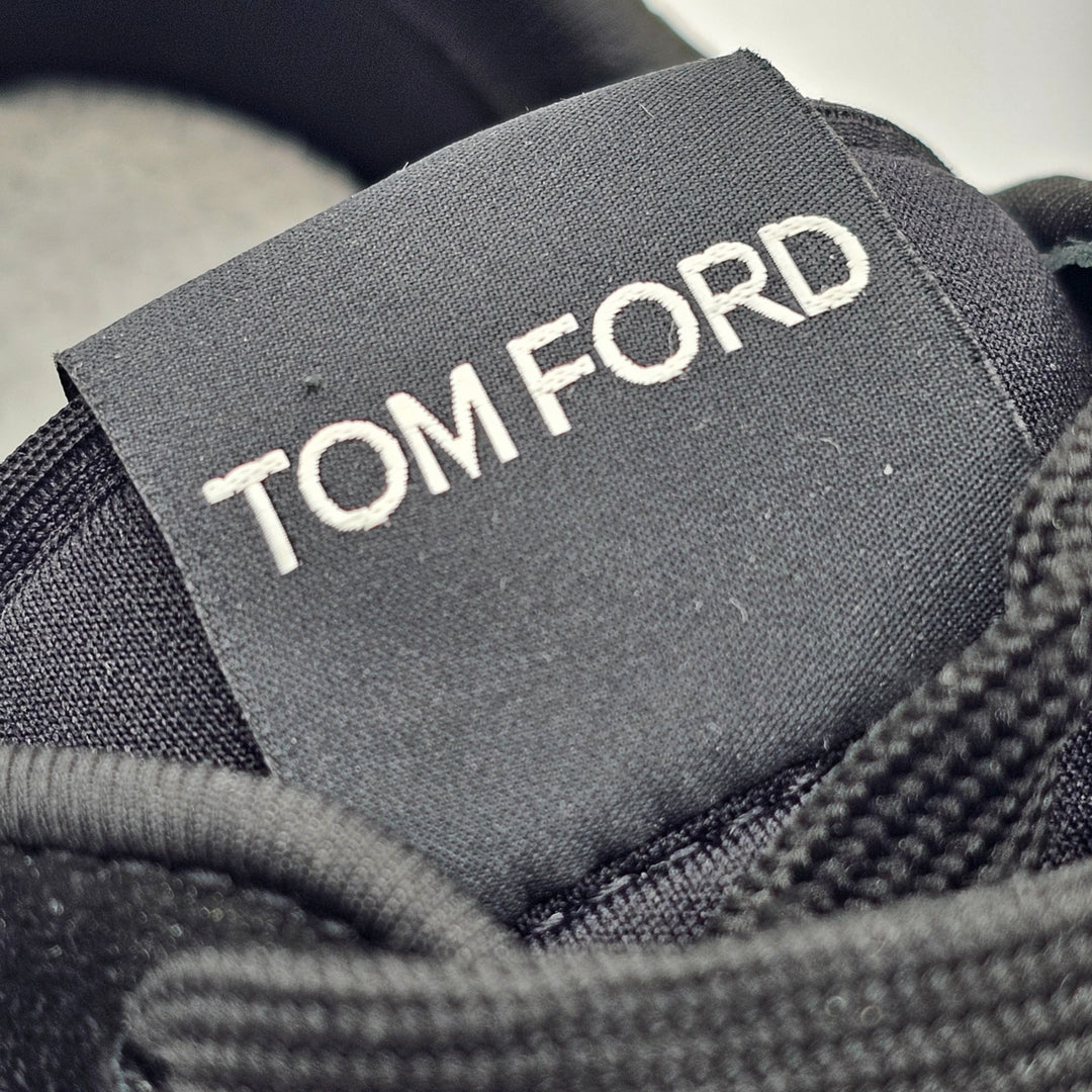 Tom Ford Jagga Sneakers - Leather-Trimmed Suede and Mesh - Black 7