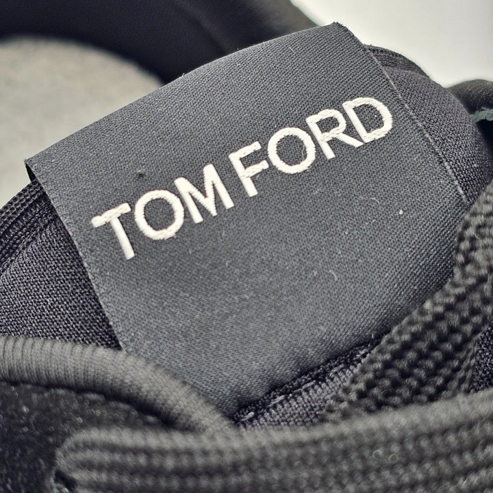 Tom Ford Jagga Sneakers - Leather-Trimmed Suede and Mesh - Black 7