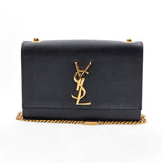 Saint Laurent Kate Grain de Poudre Small Shoulder Bag in Black