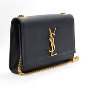 Saint Laurent Kate Grain de Poudre Small Shoulder Bag in Black