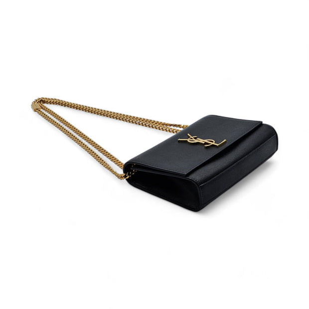 Saint Laurent Kate Grain de Poudre Small Shoulder Bag in Black