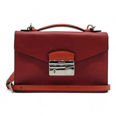 Prada Convertible Sound Bag Vernice Saffiano Leather in Red