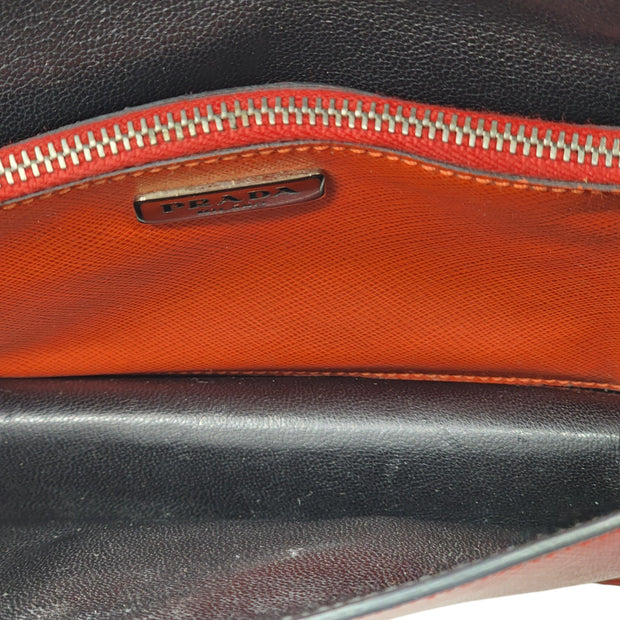 Prada Convertible Sound Bag Vernice Saffiano Leather in Red